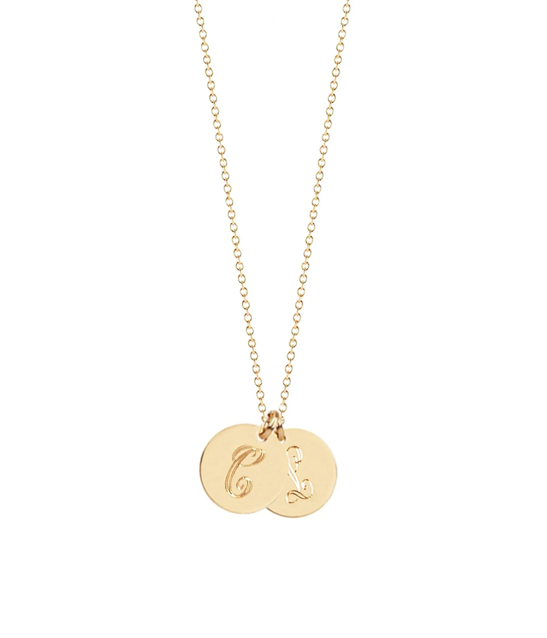 14K Gold Filled Disc Initial Necklace