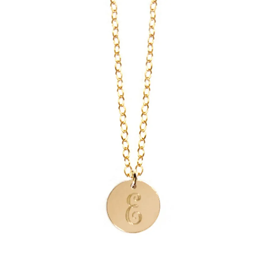 14K Gold Filled Disc Initial Necklace