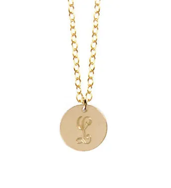 14K Gold Filled Disc Initial Necklace