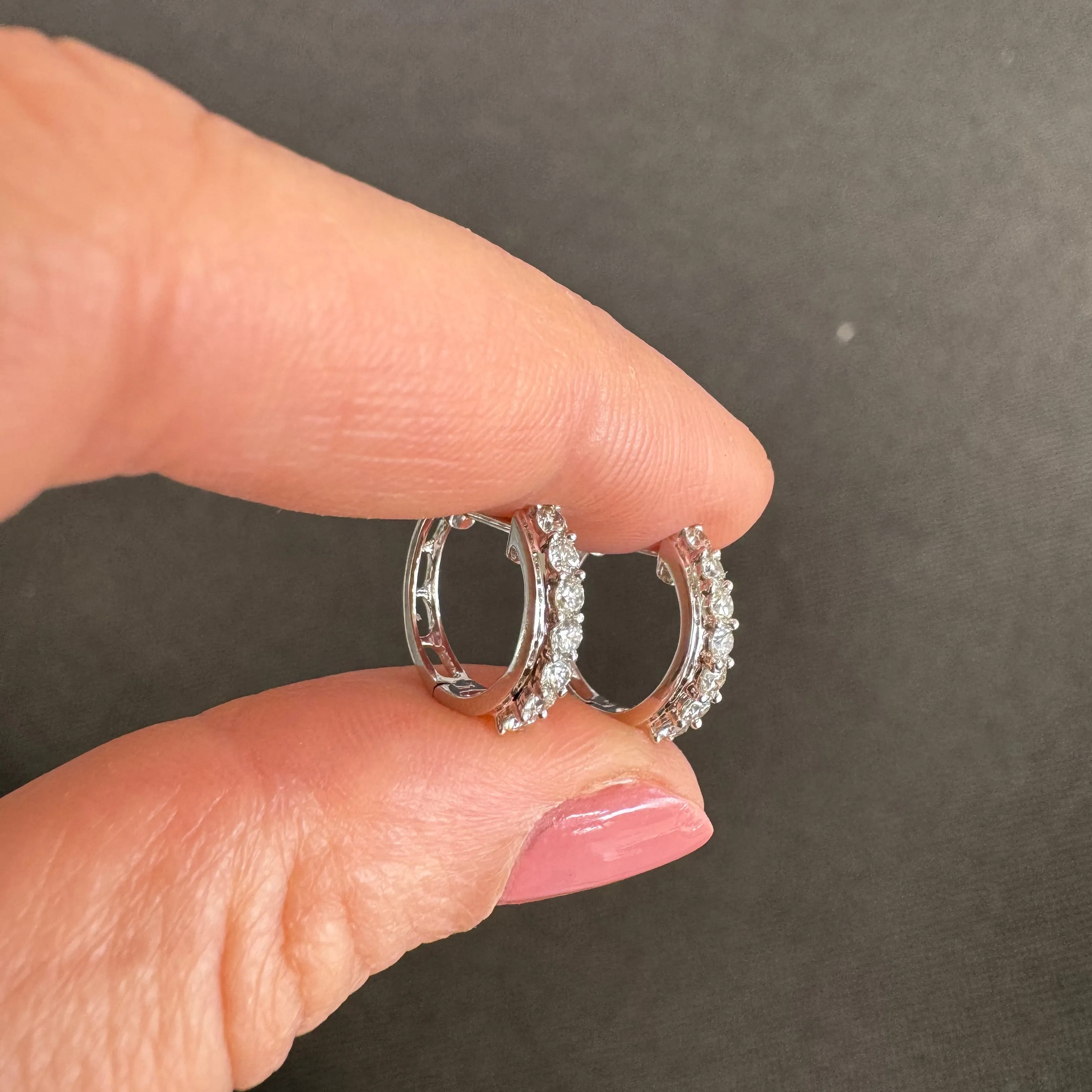 18ct White Gold Huggie Hoop Diamond Earrings