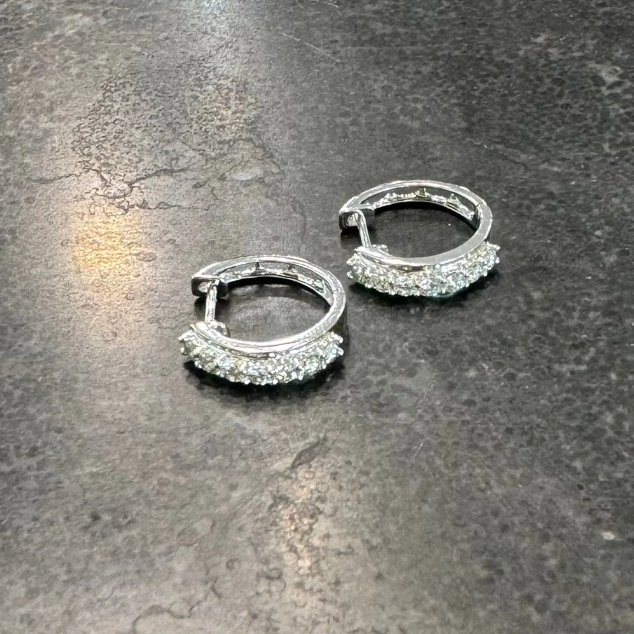 18ct White Gold Huggie Hoop Diamond Earrings