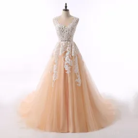 A line Lace Beaded Ball Gown Evening Prom Dresses, Popular Sweet 16 Party Prom Dresses, Custom Long Prom Dresses, Cheap Formal Prom Dresses, 17170