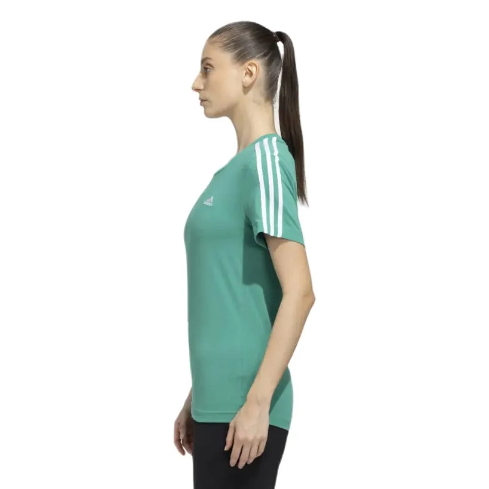 Adidas Women's 3 Stripes Tee (Semi Court Green/White)