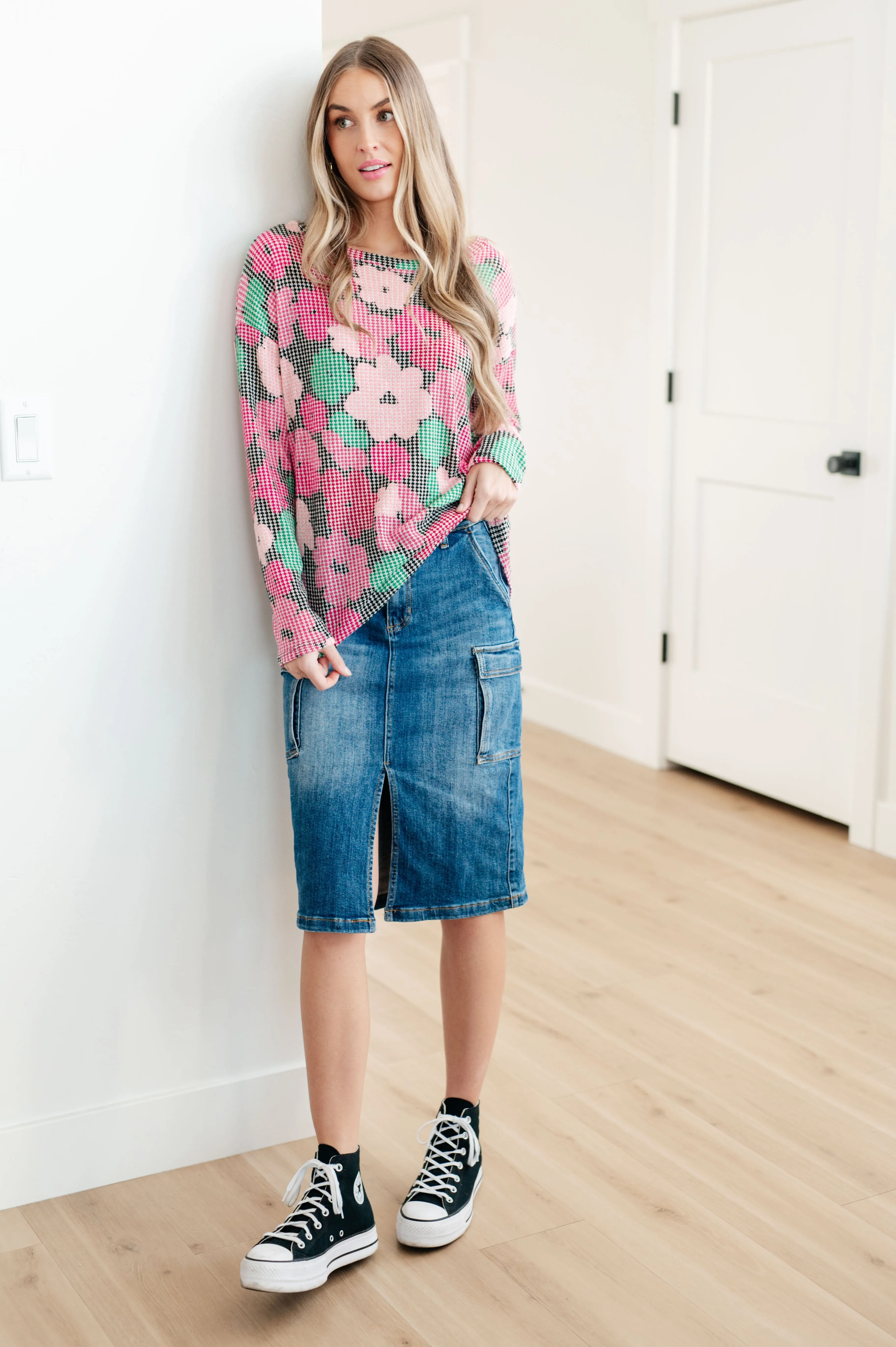 Always Be There Cargo Denim Skirt By Risen