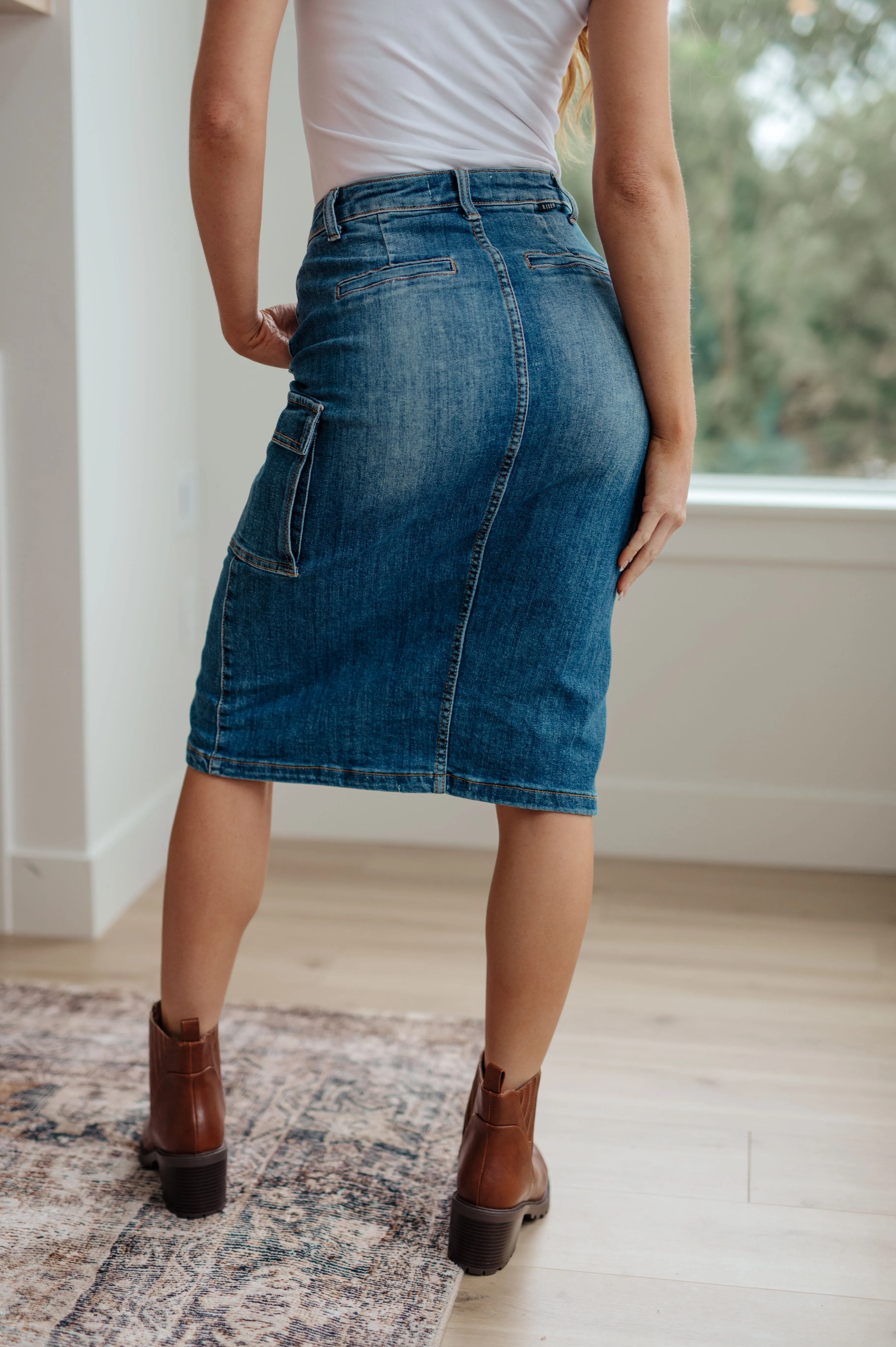 Always Be There Cargo Denim Skirt By Risen