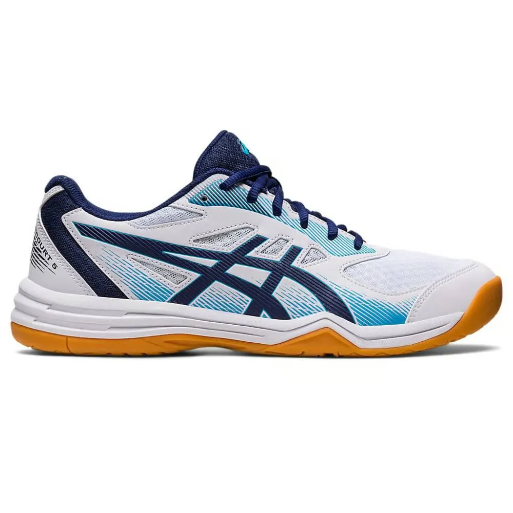 ASICS Men's Upcourt 5 Badminton Shoe (White/Indigo Blue)