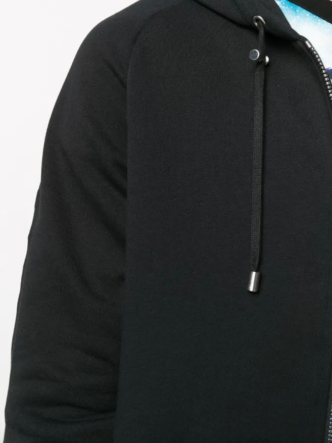 Balmain embossed logo-panel zipped hoodie