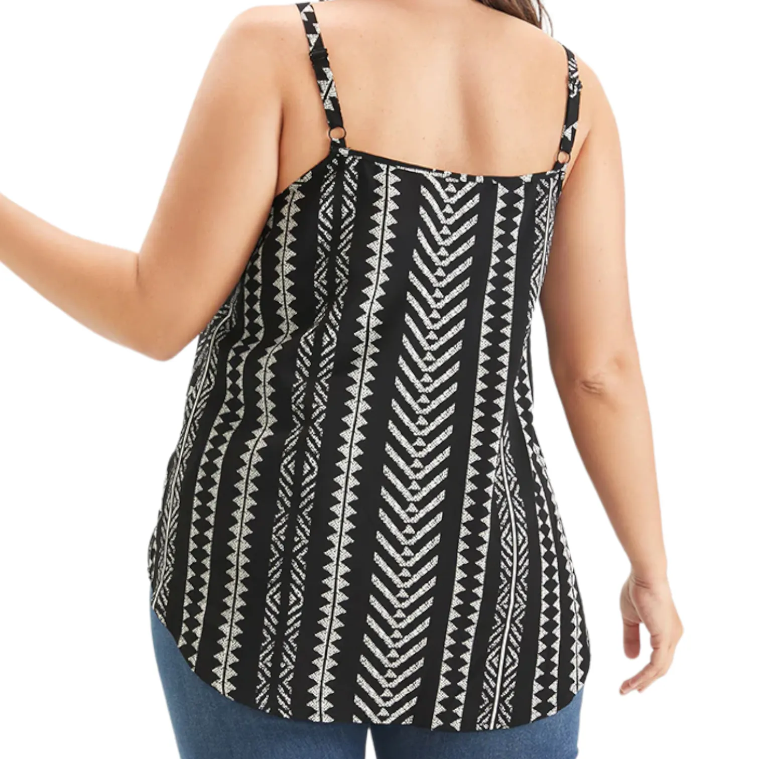 Bloomchic Black White Geometric Wrap Tank Top Size 22/24 NEW