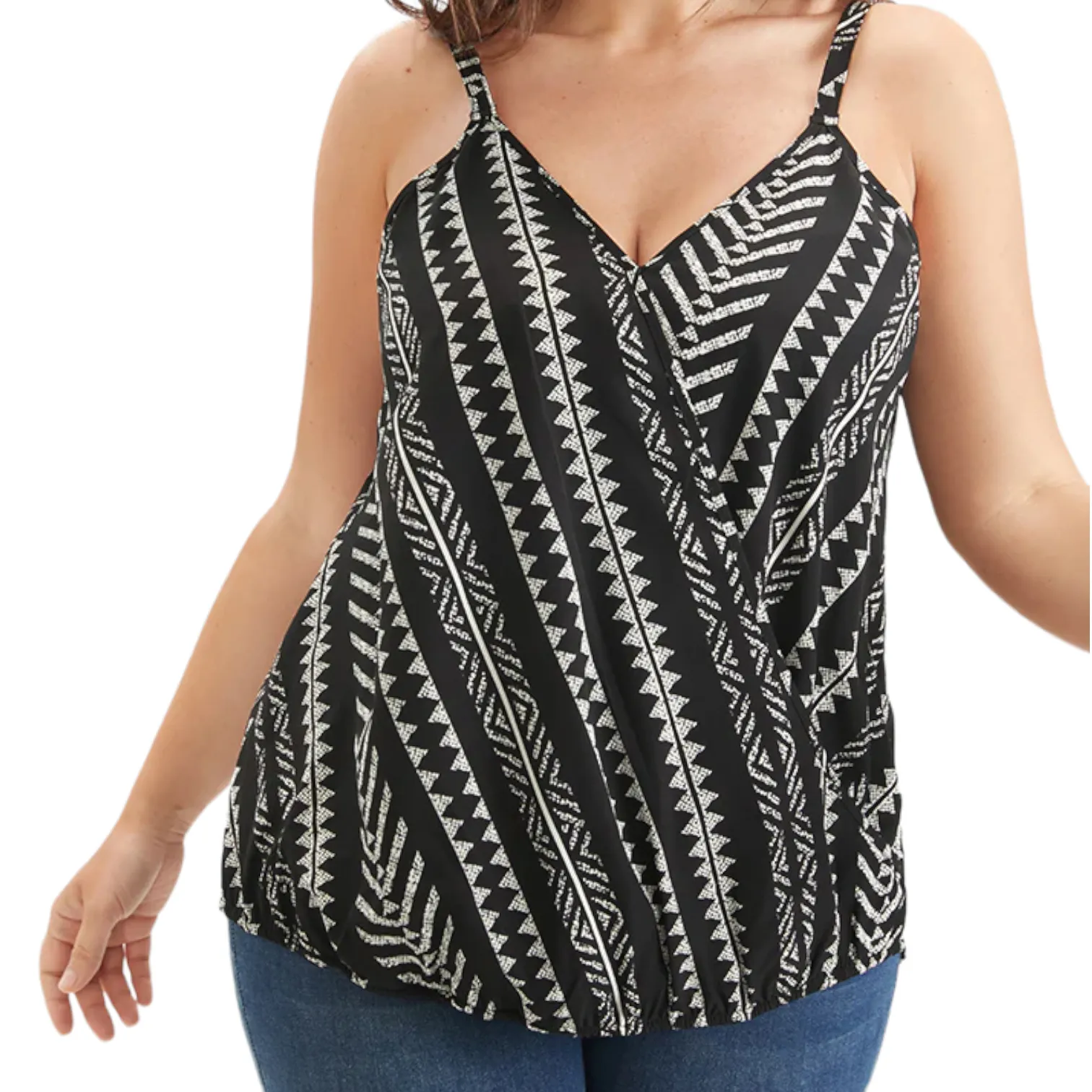 Bloomchic Black White Geometric Wrap Tank Top Size 22/24 NEW