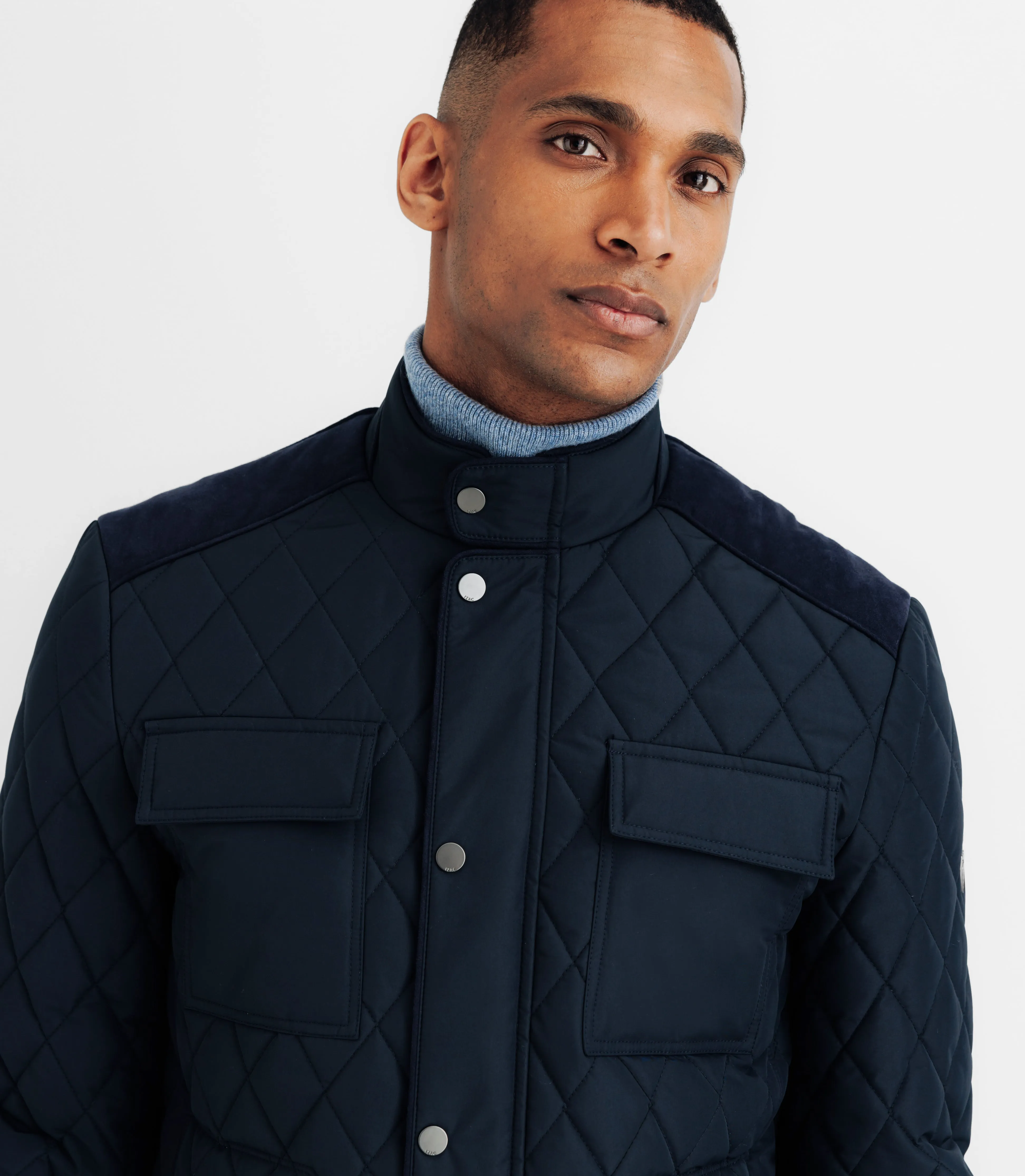 Blouson déperlant col montant marine