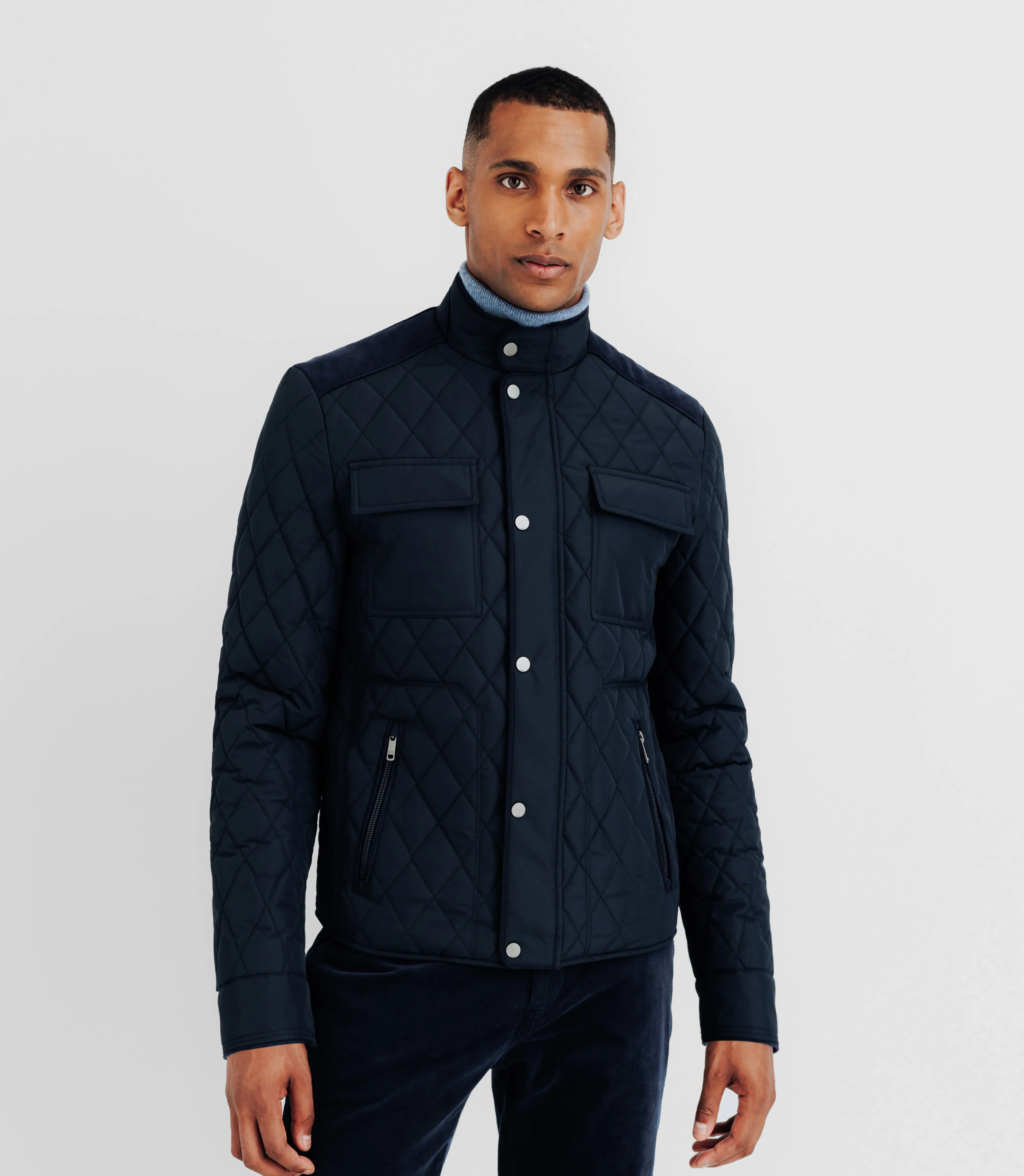 Blouson déperlant col montant marine