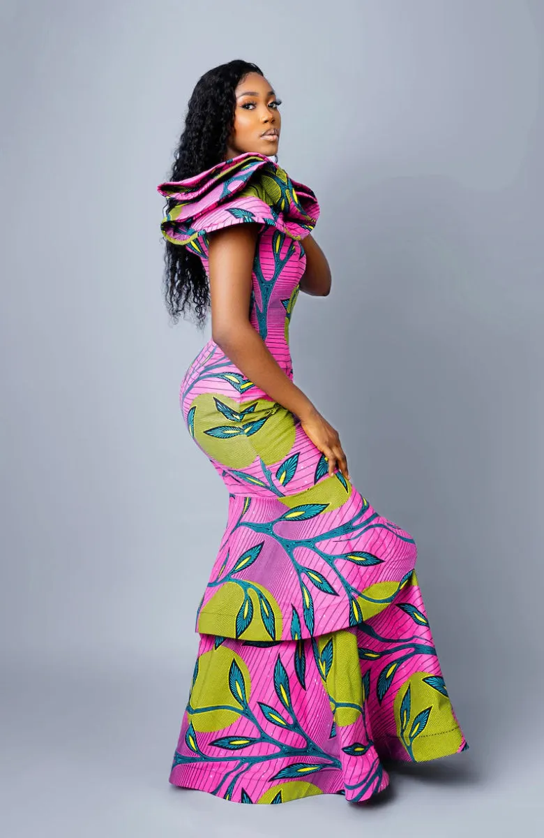 Box of 10 African Print Habiti Evening Dresses | Wholesale Ankara Clothing