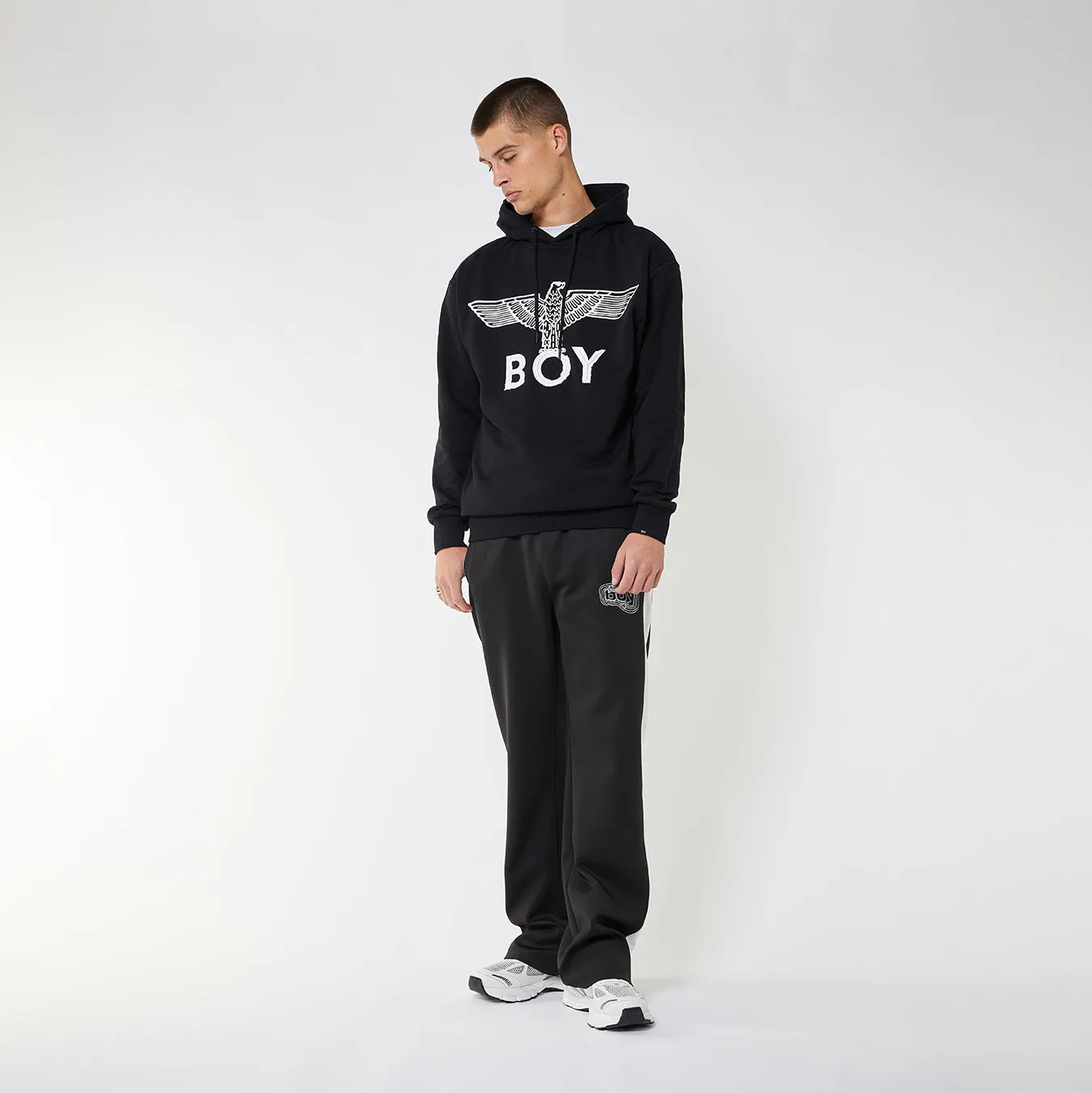 BOY EAGLE SCRIBBLE HOODIE  - BLACK/WHITE