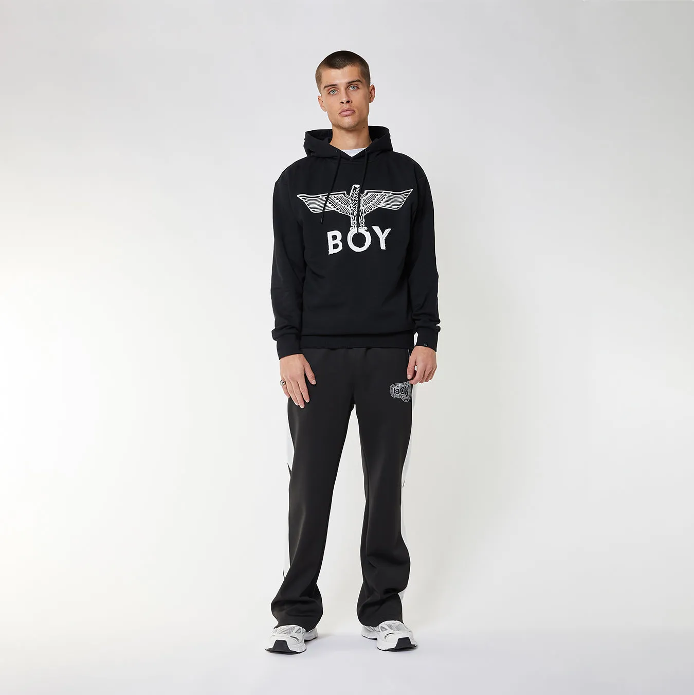 BOY EAGLE SCRIBBLE HOODIE  - BLACK/WHITE