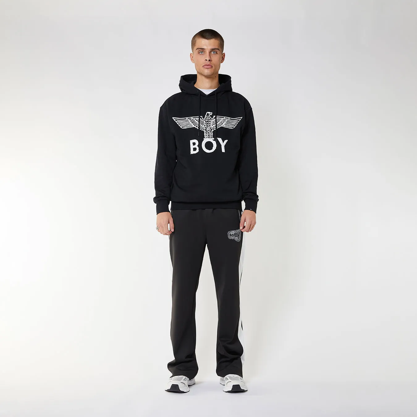 BOY EAGLE SCRIBBLE HOODIE  - BLACK/WHITE