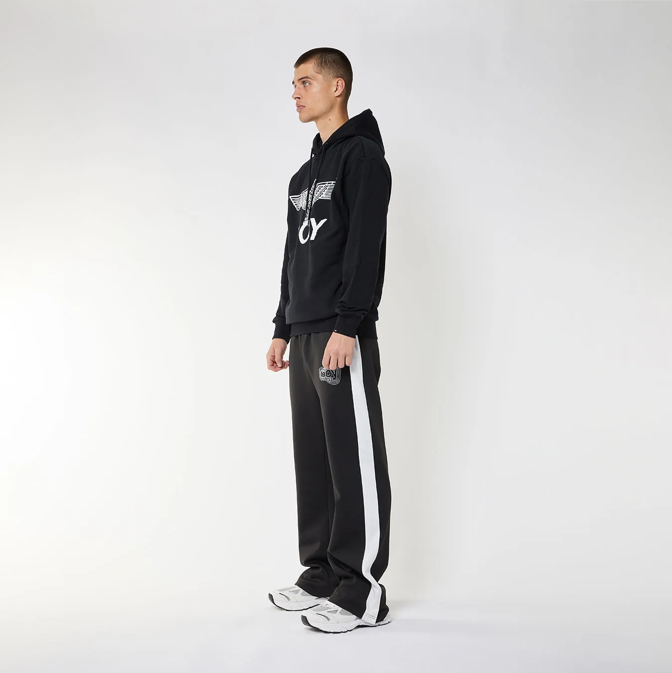 BOY EAGLE SCRIBBLE HOODIE  - BLACK/WHITE