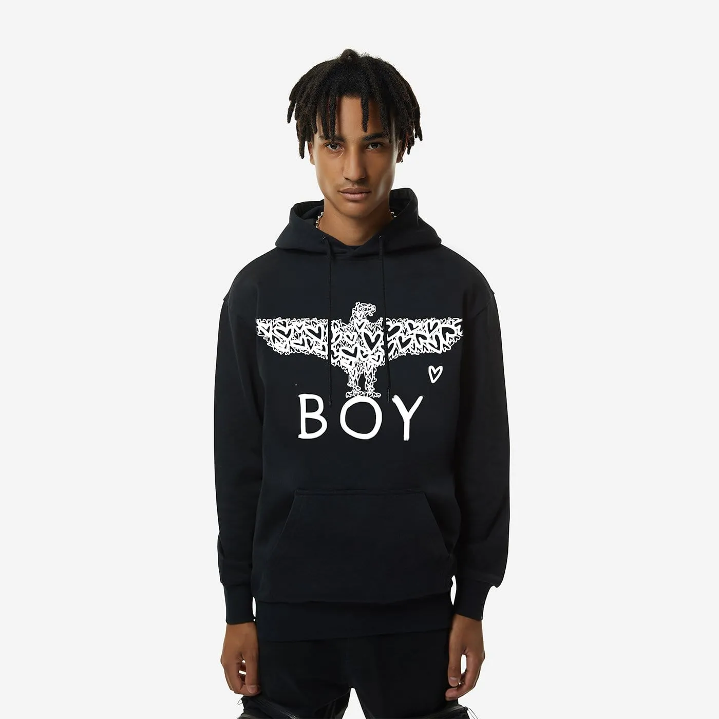 BOY HEARTS HOODIE - BLACK