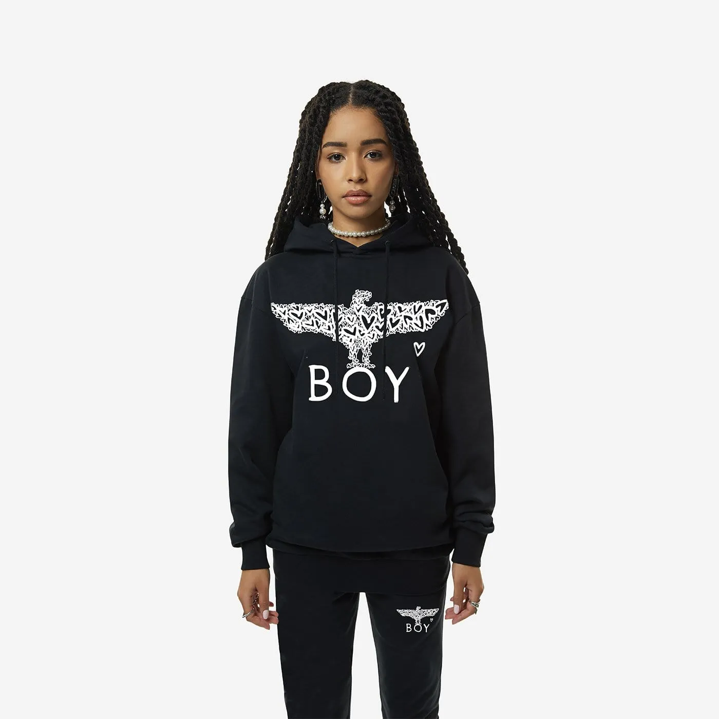 BOY HEARTS HOODIE - BLACK