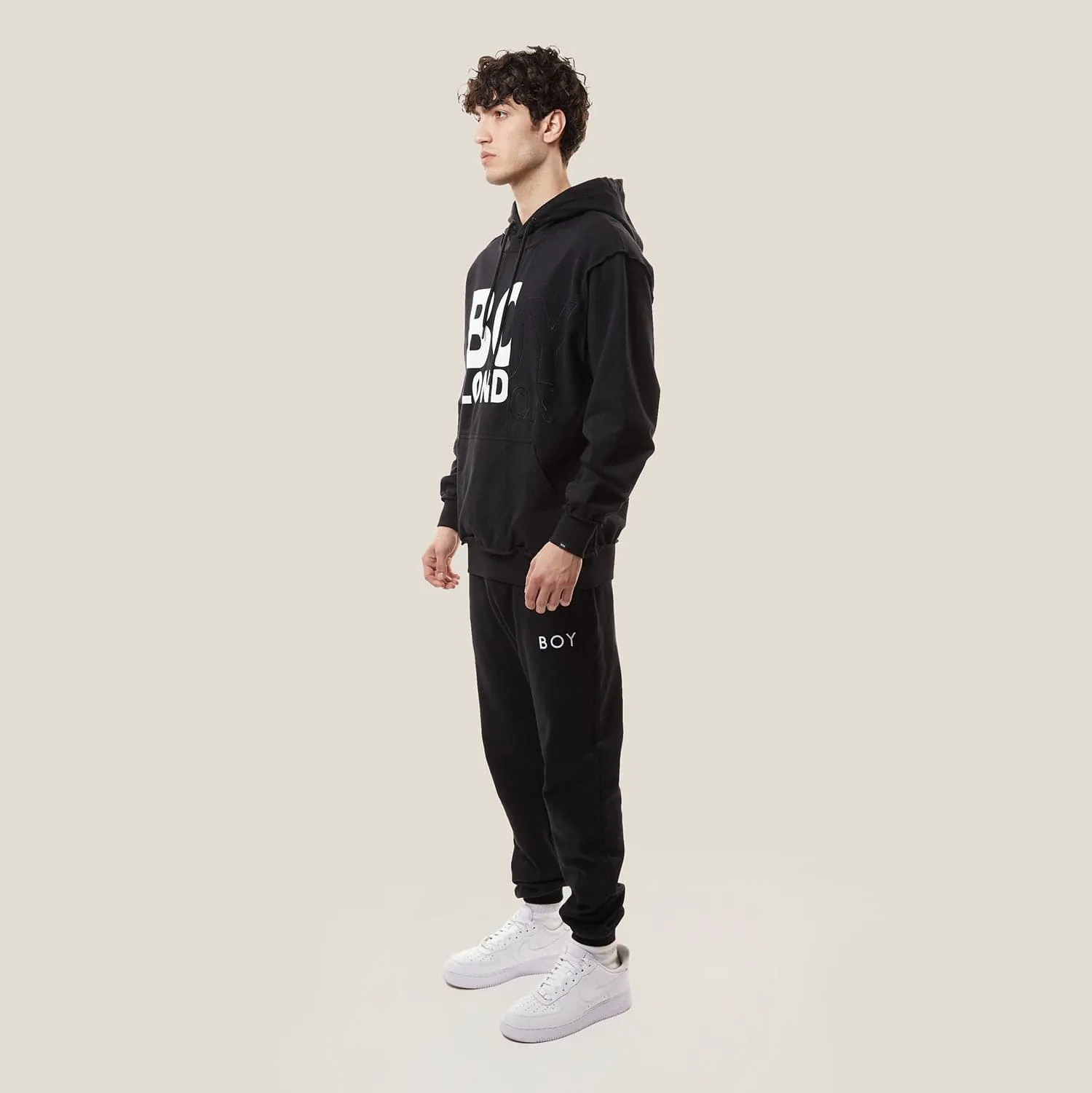 BOY LONDON UPCYCLED HOODIE - BLACK