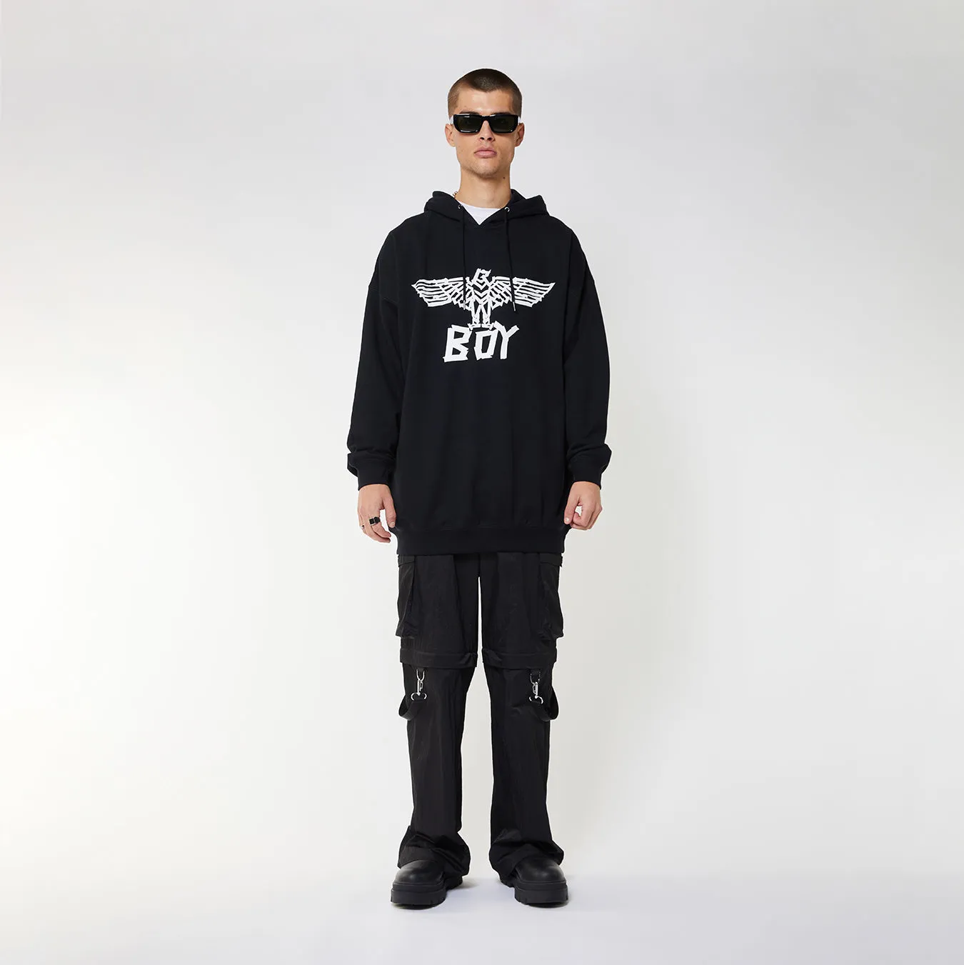 BOY TAPE EAGLE HOODIE - BLACK