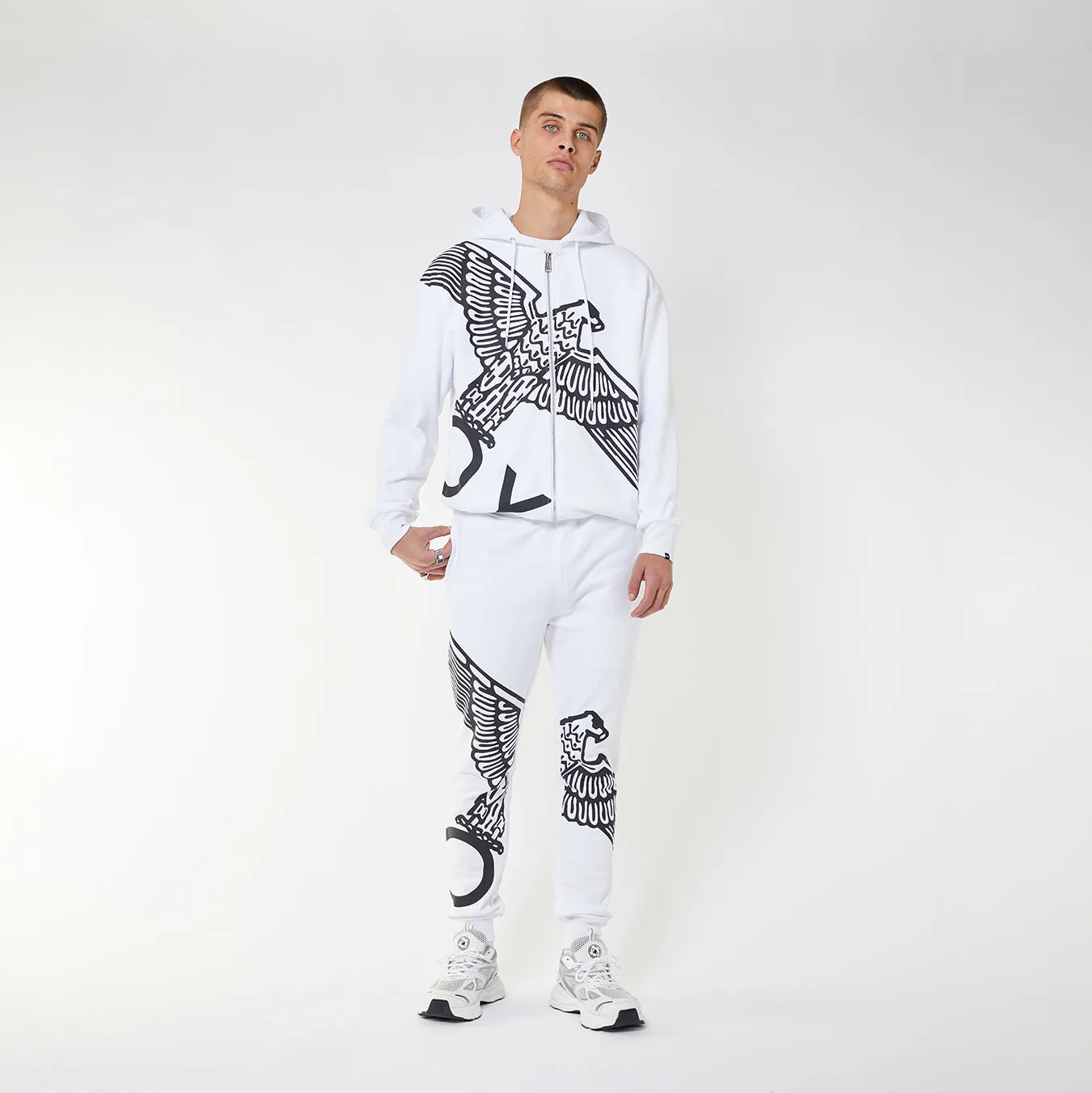 BOY WINGSPAN ZIP HOODIE - WHITE/BLACK