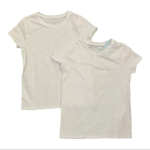 Cat & Jack 2 Girls Size 6/6X Solid White T Shirts Small NEW