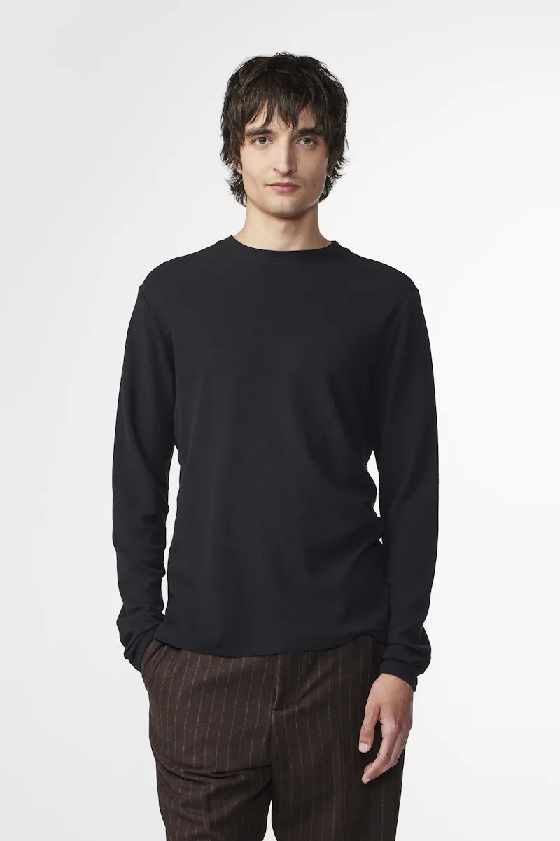 CLIVE 3323 WAFFLE KNIT TEE BLACK