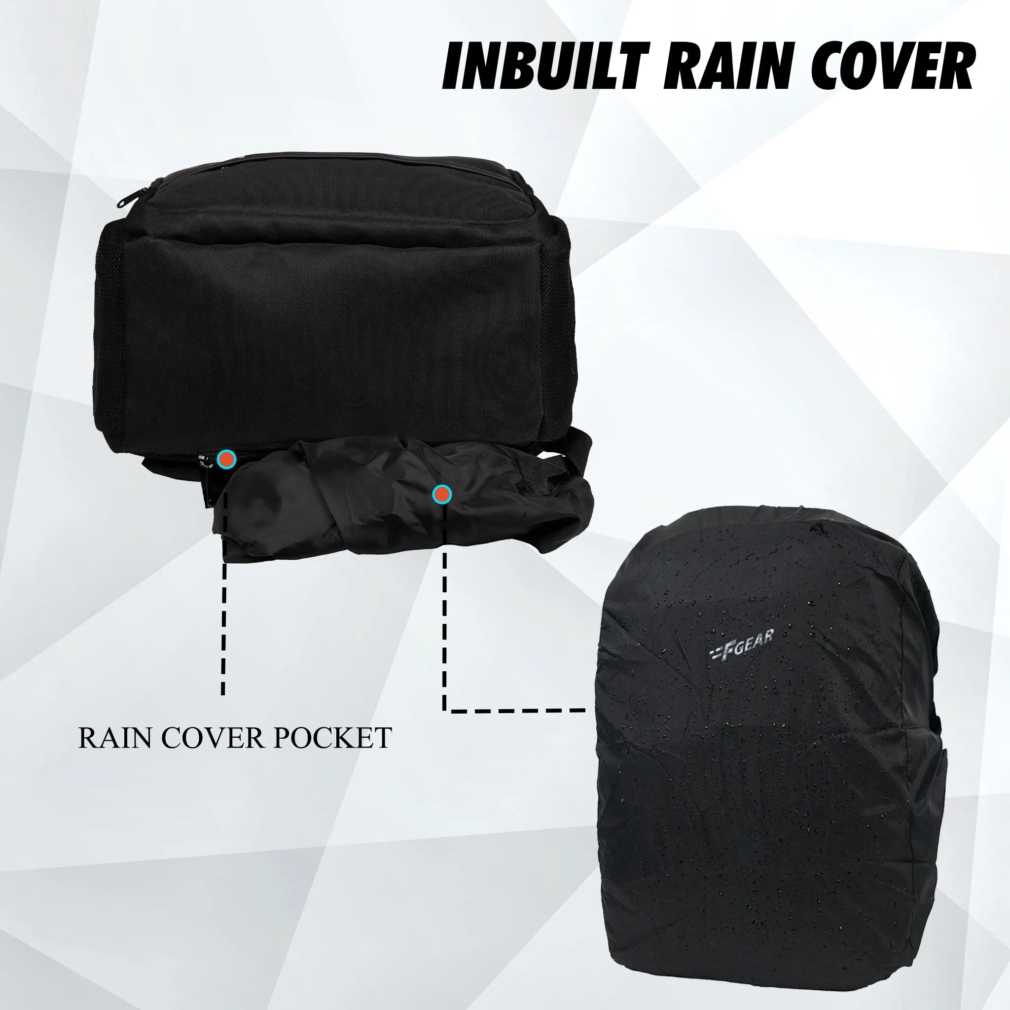 Cloud 23L Black Laptop Backpack with raincover