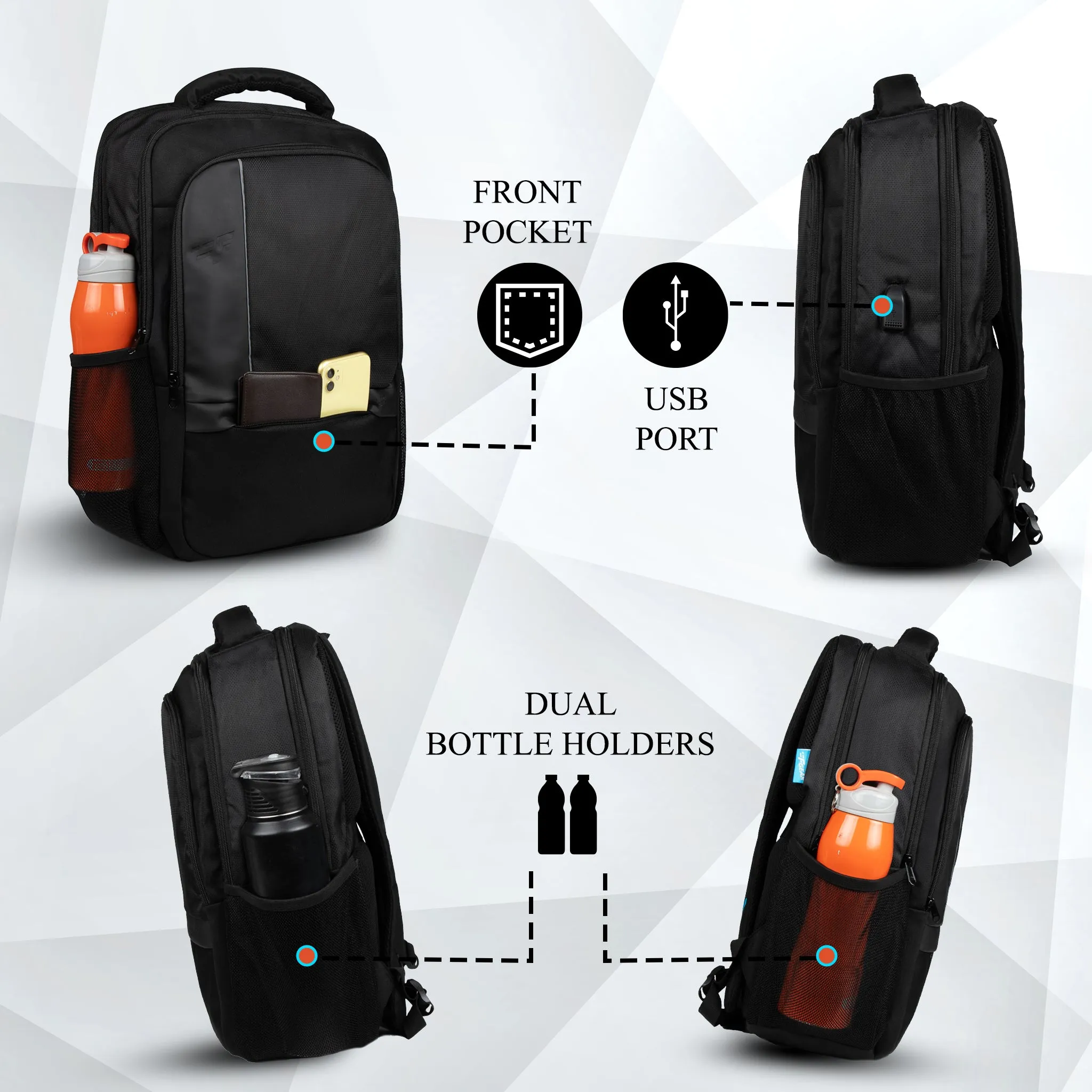 Cloud 23L Black Laptop Backpack with raincover