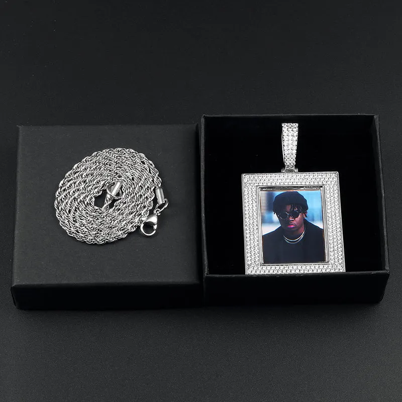 Custom Made Photo Square Medallions Necklace