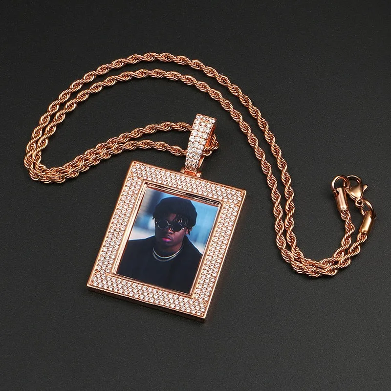 Custom Made Photo Square Medallions Necklace