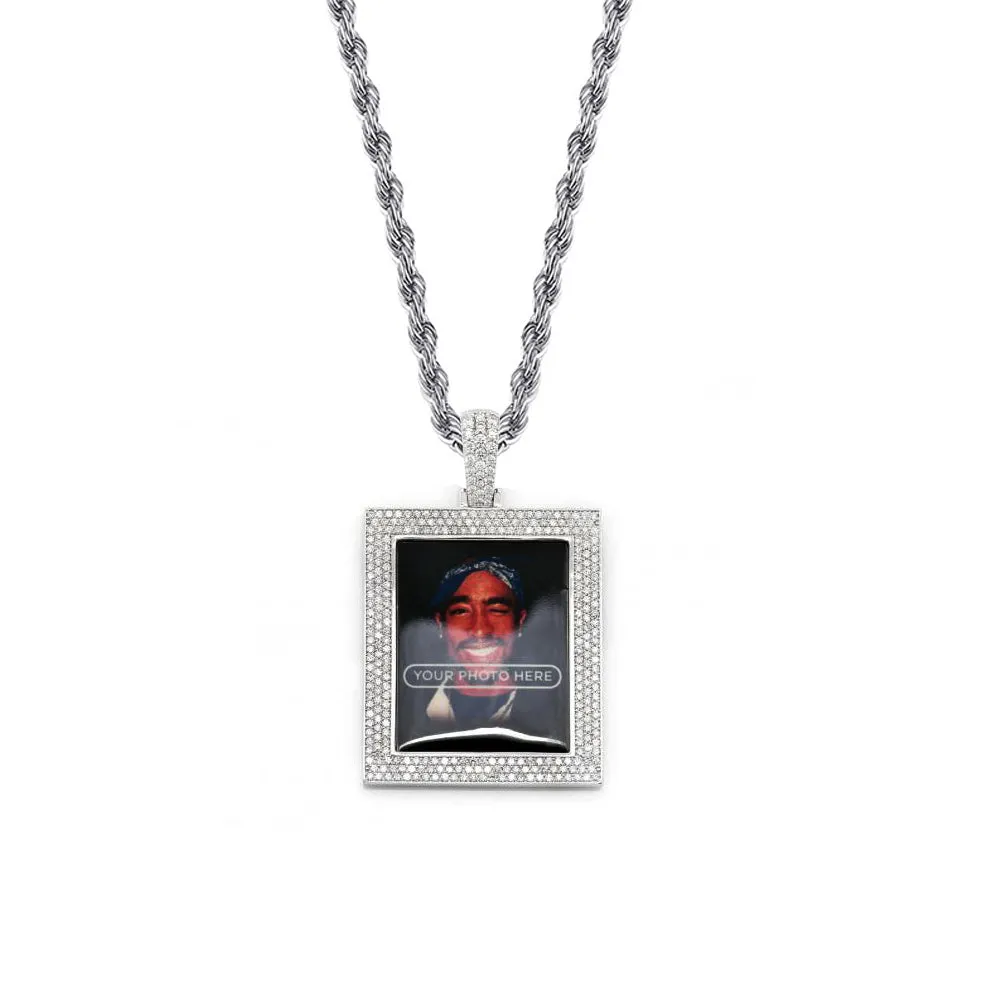 Custom Made Photo Square Medallions Necklace