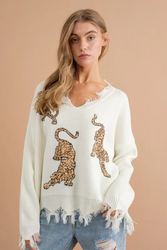 DAZED SEQUIN TIGER SWEATER [ONLINE EXCLUSIVE]