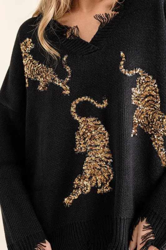 DAZED SEQUIN TIGER SWEATER [ONLINE EXCLUSIVE]