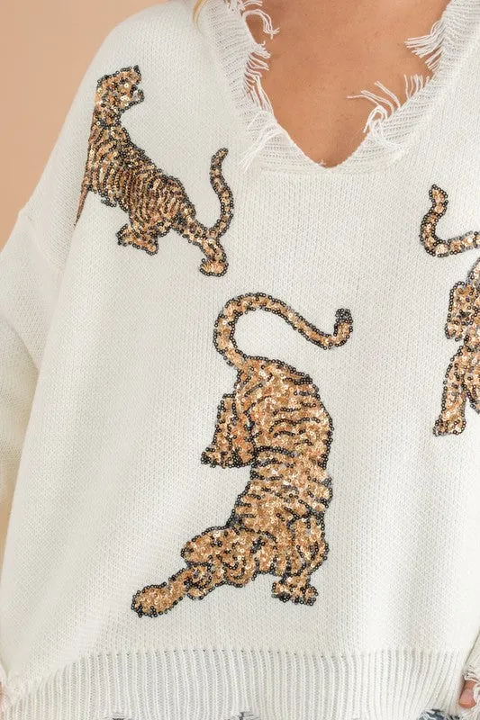 DAZED SEQUIN TIGER SWEATER [ONLINE EXCLUSIVE]