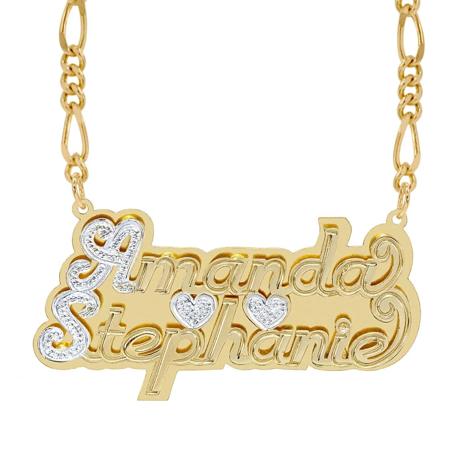 Double Plated Nameplate Necklace Couples