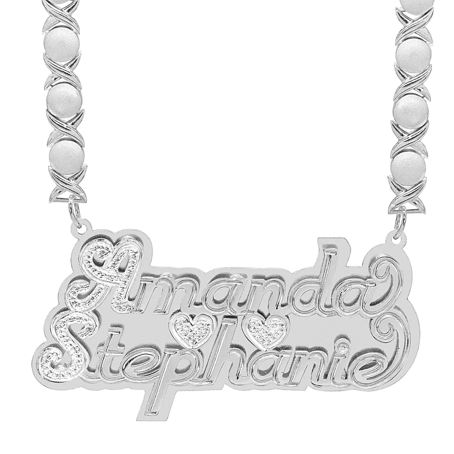 Double Plated Nameplate Necklace Couples