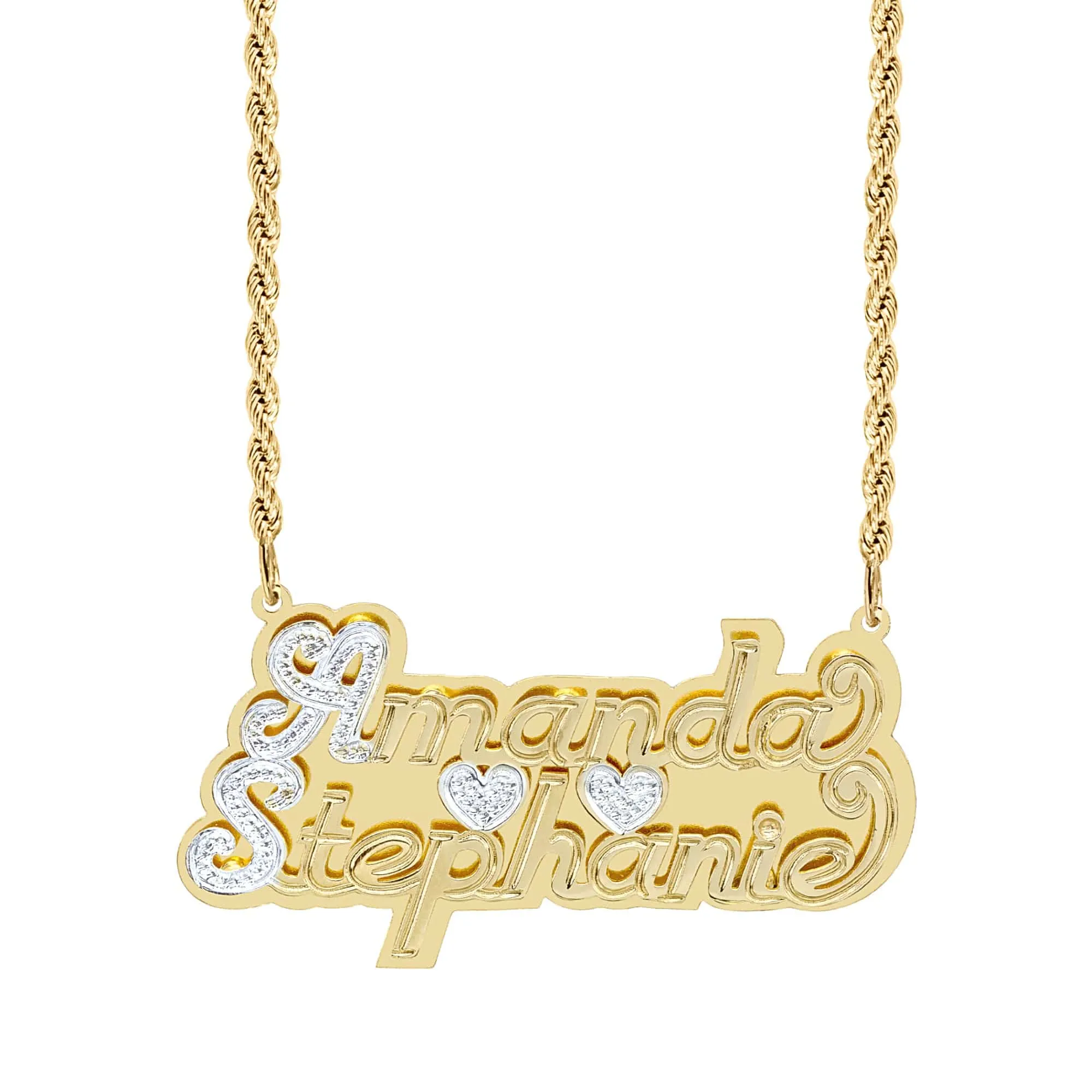 Double Plated Nameplate Necklace Couples