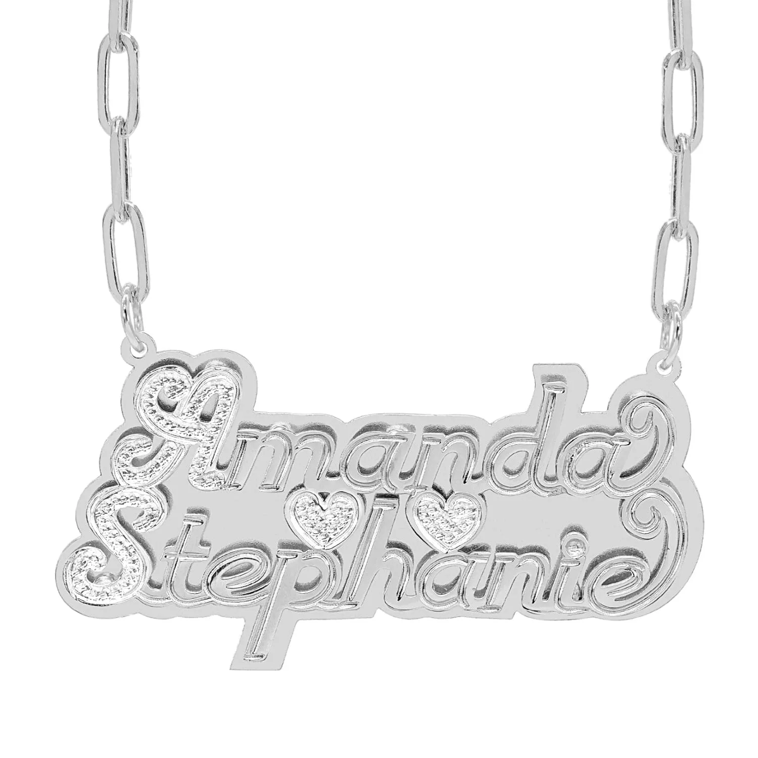 Double Plated Nameplate Necklace Couples