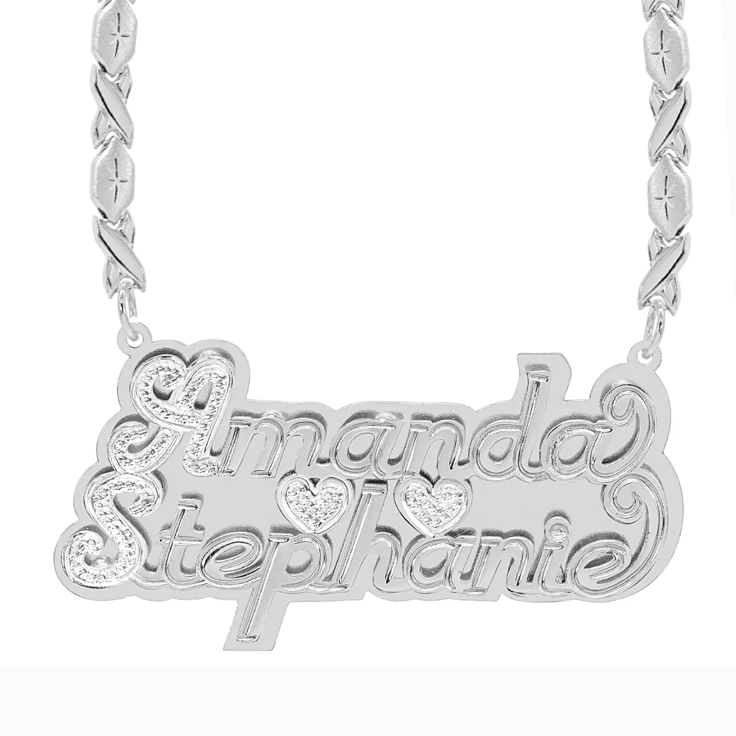 Double Plated Nameplate Necklace Couples