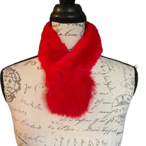 Faux Fur Red Super Soft Neck Warmer Scarf One Size