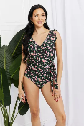 Float On Ruffle Faux Wrap One-Piece in Floral