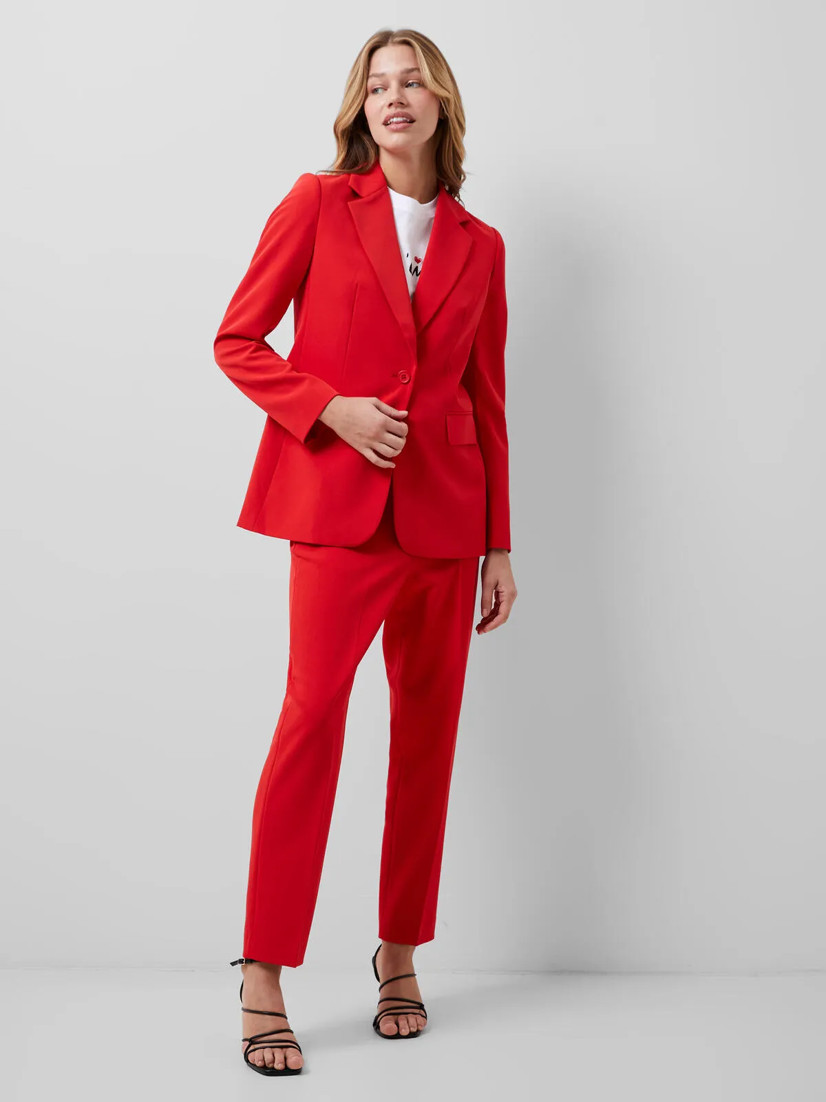 French Connection Echo Single Breasted Blazer-True Red-75WAN