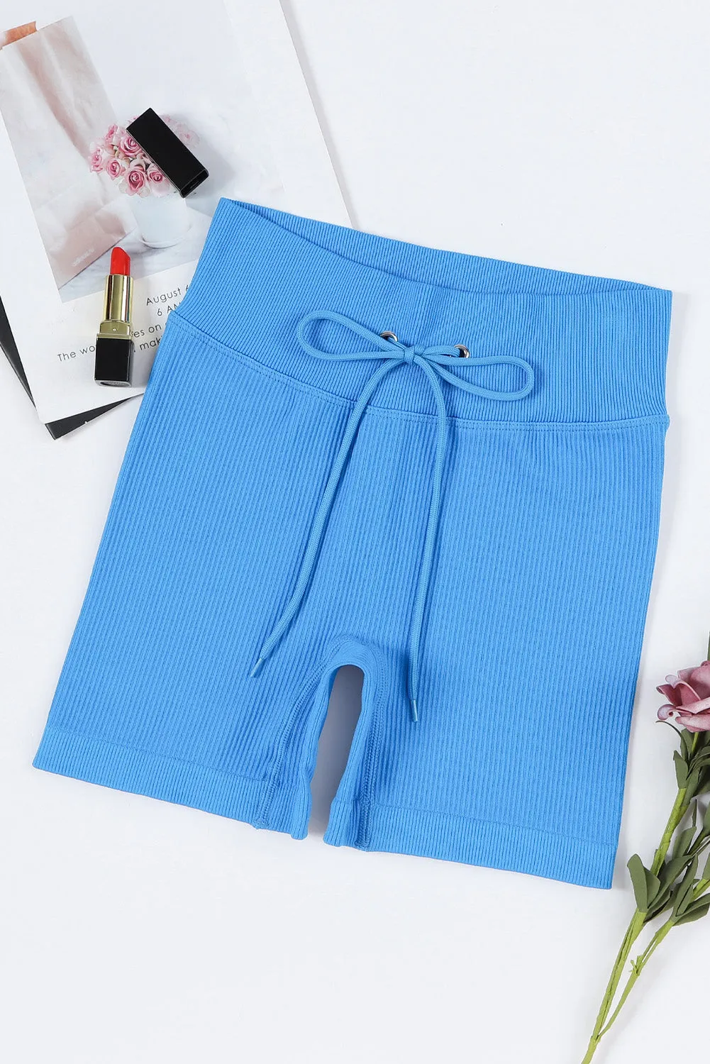 Gerippte Sportshorts mit Kordelzug