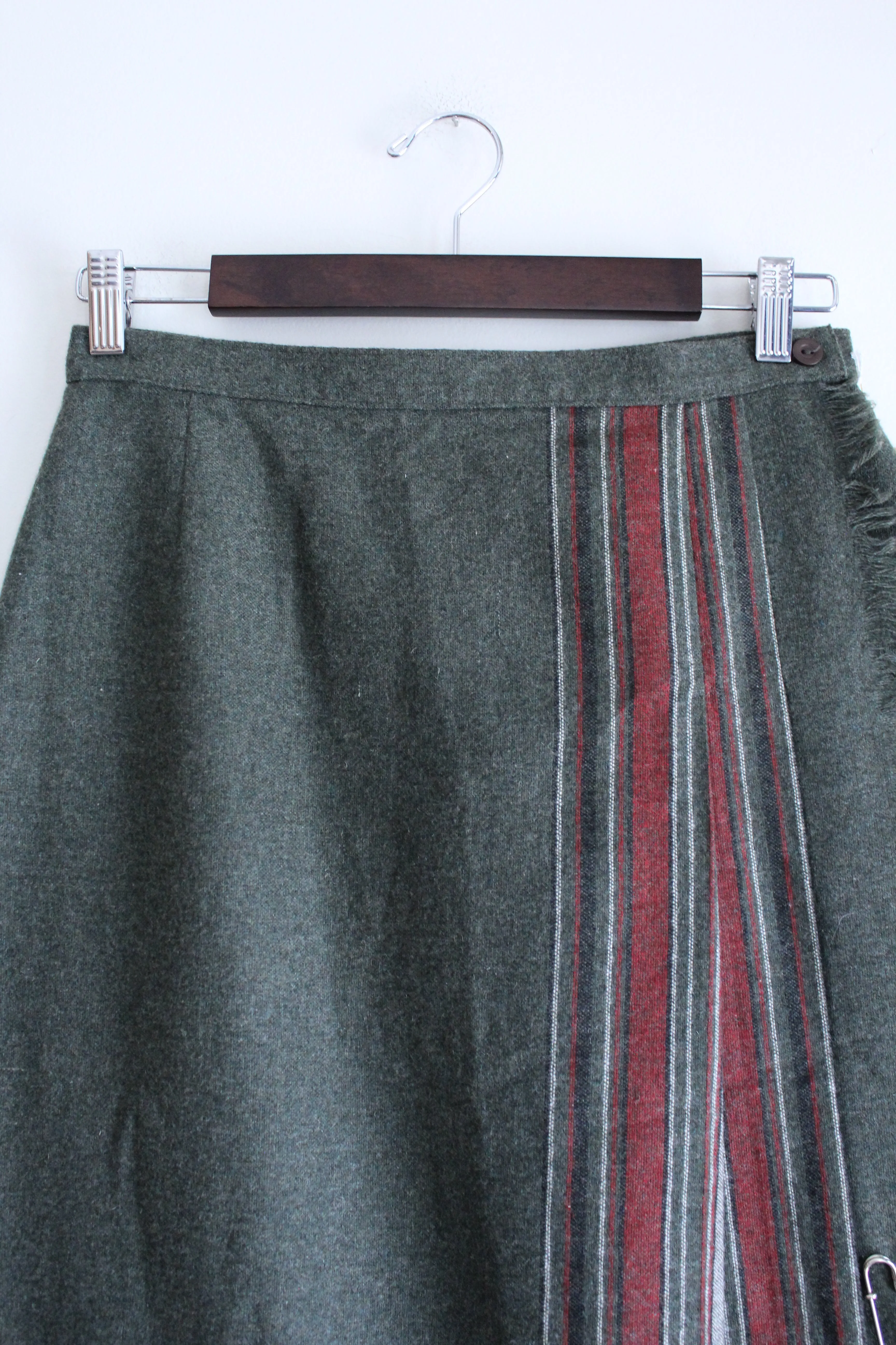 Green Wool Vintage Kilt Skirt