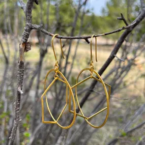 Gypsy Hexagon Gold Hoops