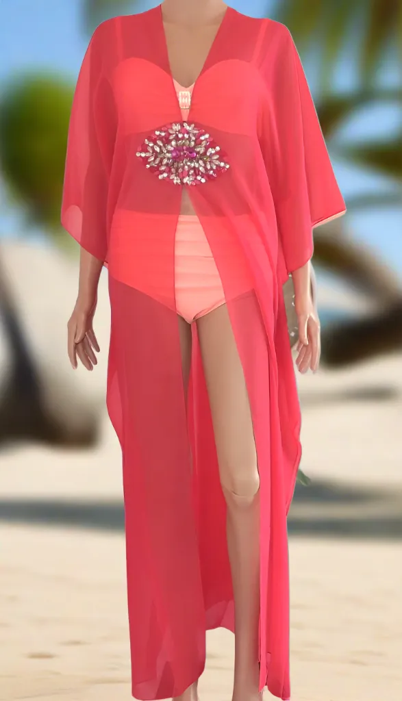 Hook Kaftan Coverup-Fuchsia