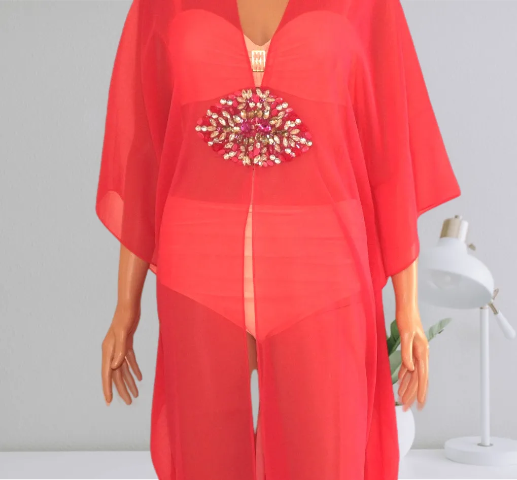 Hook Kaftan Coverup-Fuchsia