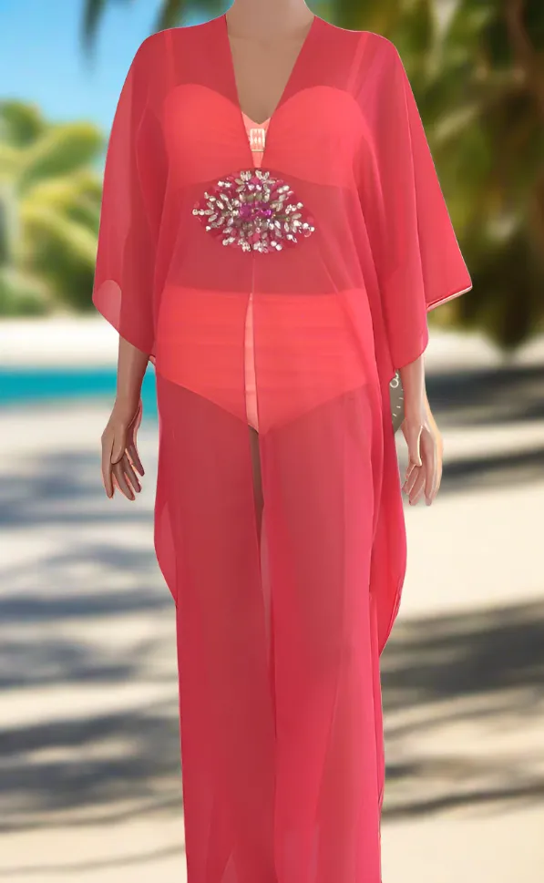 Hook Kaftan Coverup-Fuchsia