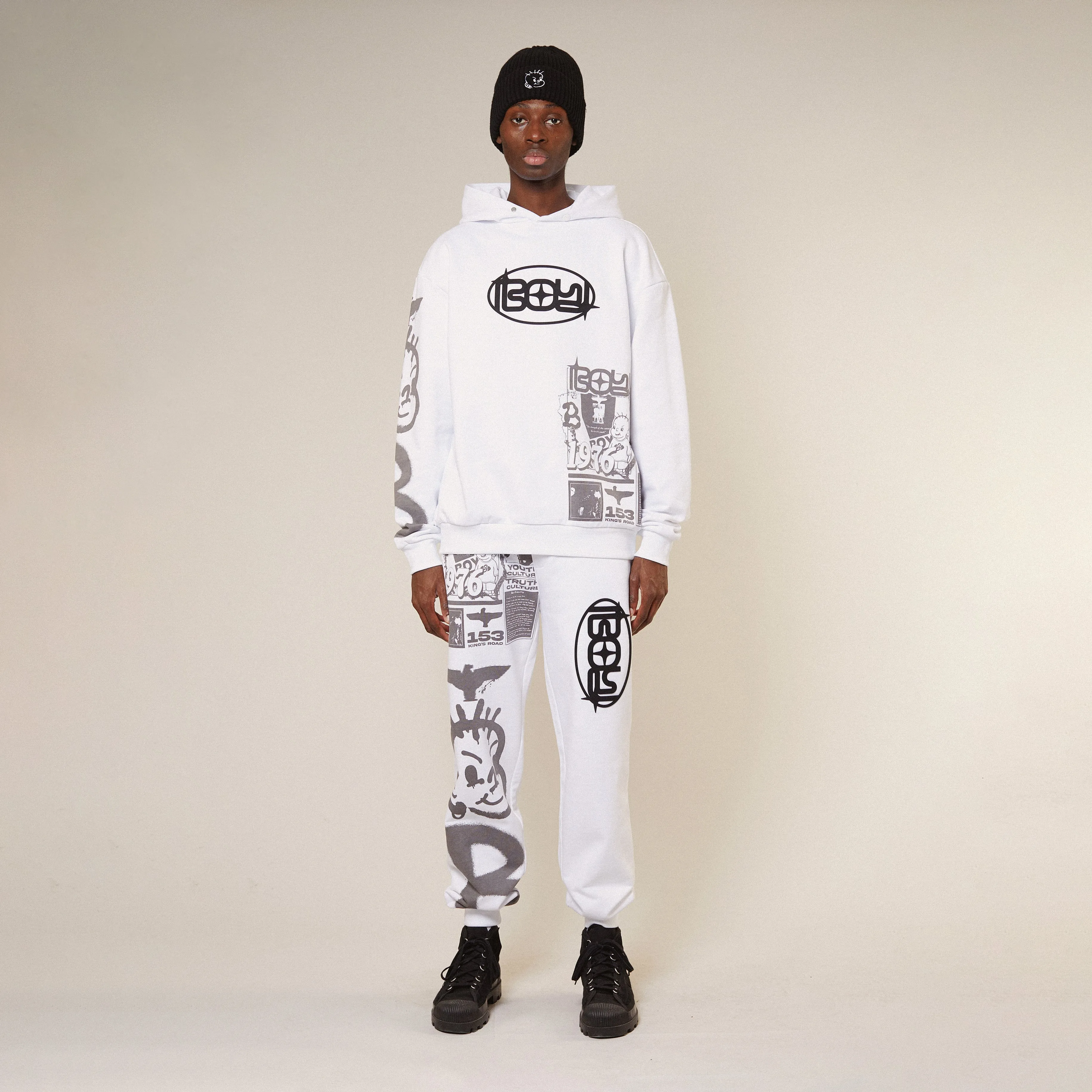 KINGS ROAD GRAFFITI HOODIE - WHITE